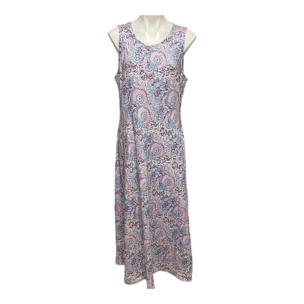 Talbots XL Abstract Sleeveless Scoop Neck Back Cutout Maxi Dress NEW WITH T…